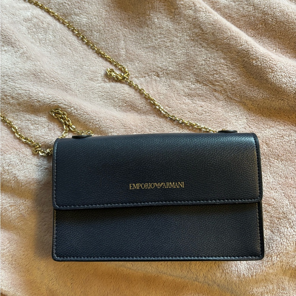 Emporio Armani Midnight Black Wristlet with Gold Accent